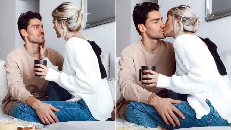 La postal a puro mimo de Cande Ruggeri con su novio a la mañana (Fotos: Instagram)
