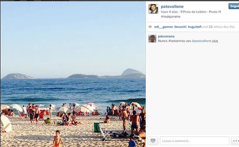 Las divertidas vacaciones del Chino Darín en Río de Janeiro (Fotos: Instagram). 