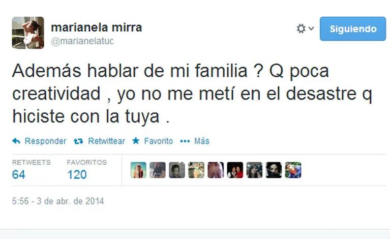 Marianela twitteó nuevamente contra Jorge Rial (Fotos: Twitter). 