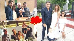 Amalia Granata y Leo Squarzon bautizaron a su hijo a un año de su nacimiento: Gracias Dios por esta familia hermosa