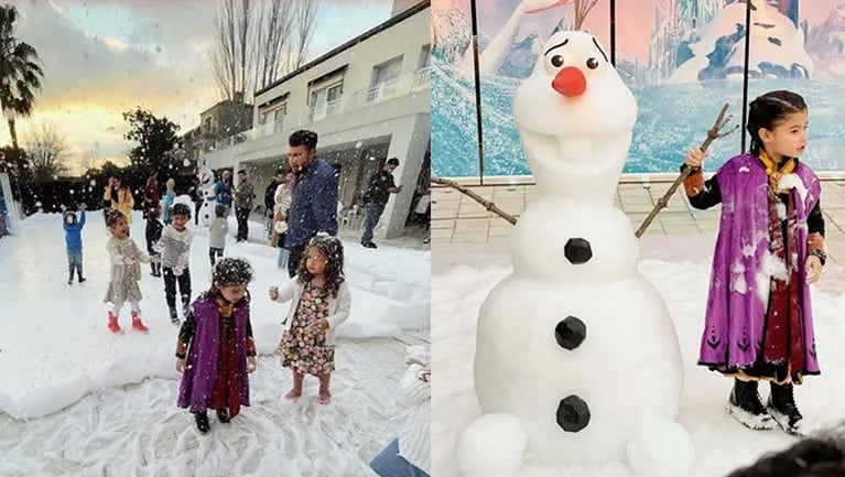 Solange Abraham, ex Gran Hermano, le celebró el cumpleaños a su hija con hielo y nieve inspirándose en Frozen.