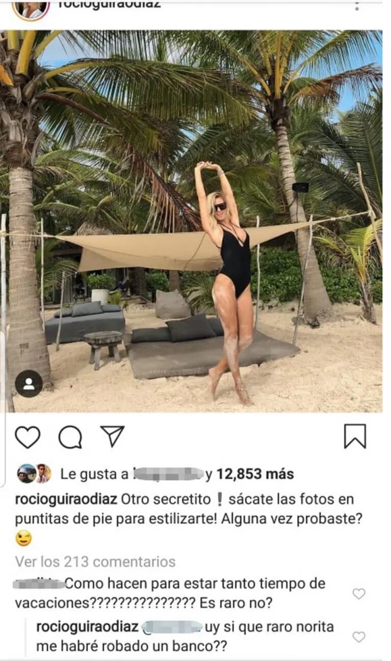 Las respuestas sin filtro de Rocío Guirao Díaz a comentarios "mala onda" de sus seguidores en fotos sexies