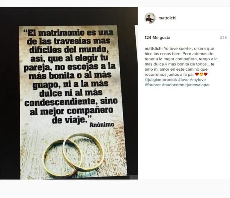  ¡Rumbo al altar! Juliana Giambroni y Matías Di Chiara confirmaron su casamiento con mensajes súper románticos