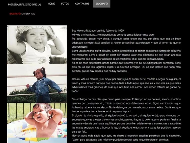La conmovedora presentación de Morena Rial en su página web: "Llevo con mucho valor mis cicatrices"