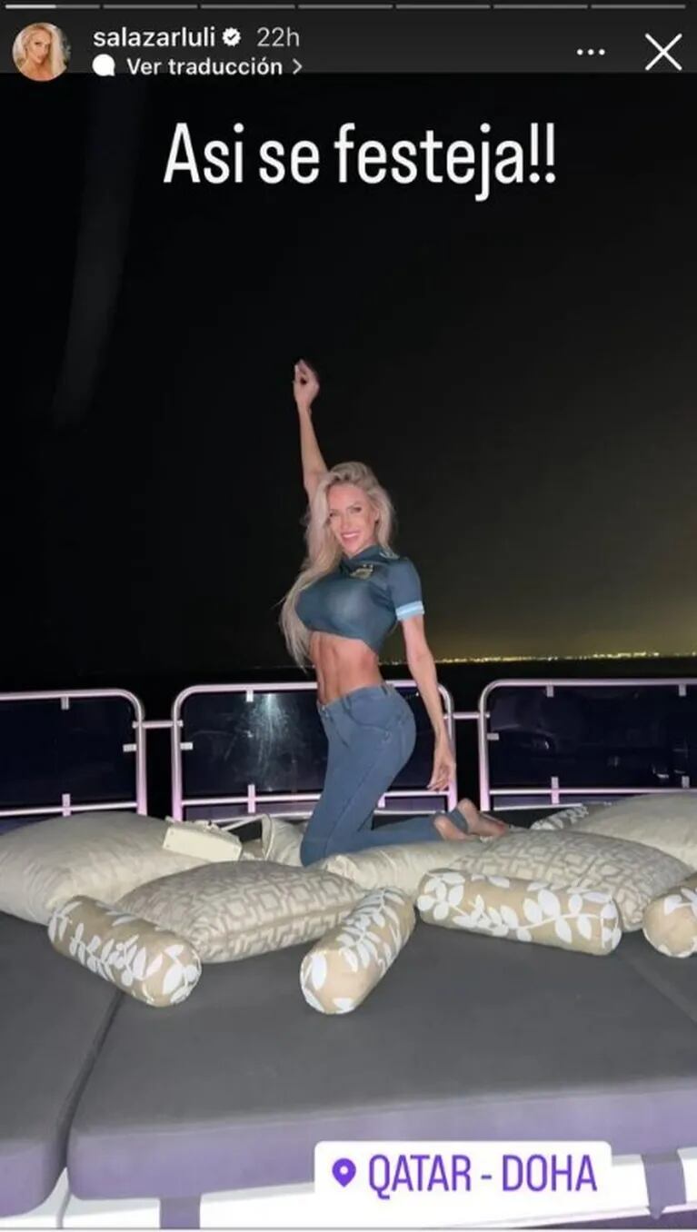 Luciana Salazar mostró cómo fue su noche de festejo en Qatar: yate y sensual camiseta