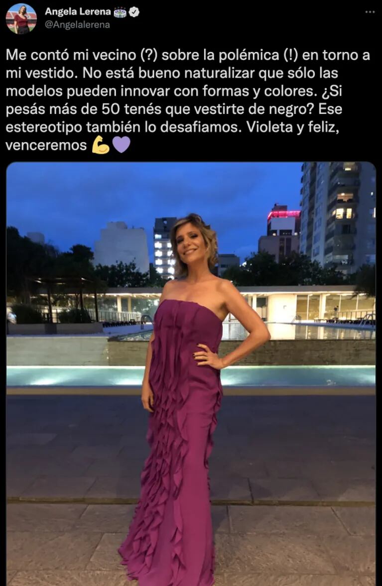 Ángela Lerena salió al cruce de Yanina Latorre por criticar su look: "¿Si pesás más de 50 kilos tenés que vestirte de negro?"