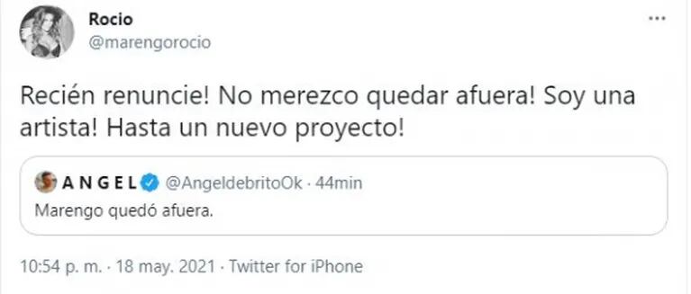 Sorpresivo tweet de Rocío Marengo antes de debutar en La Academia: "Soy una artista, no merezco quedar afuera"