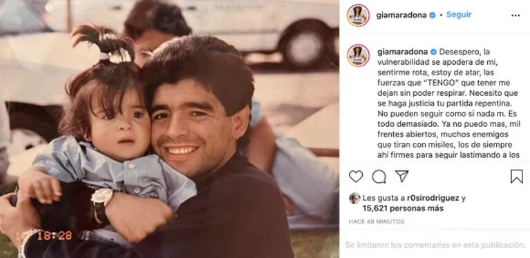 Fuertísima carta de Gianinna Maradona a Diego tras la llegada de Mavys Álvarez a Argentina: "Muchos enemigos tiran con misiles" 