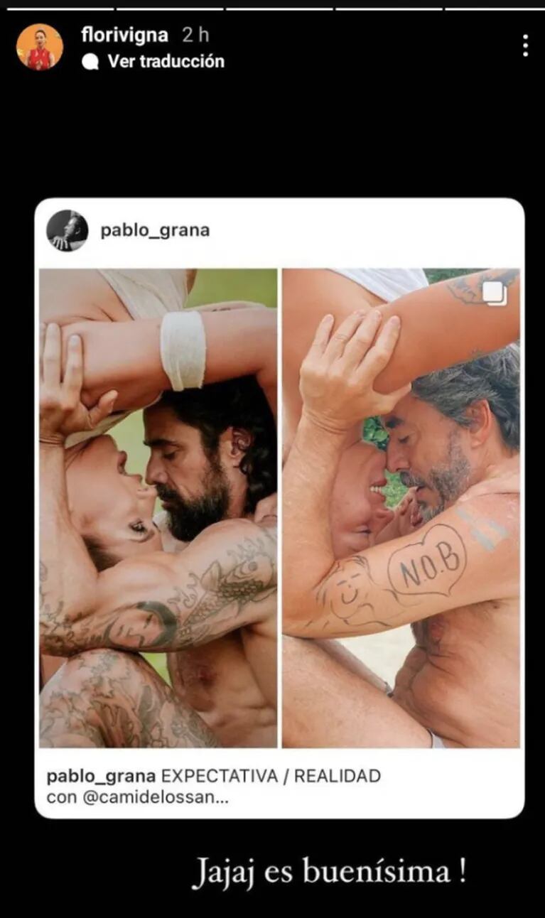 La divertida reacción de Flor Vigna ante la parodia de Pablo Granados de su foto con Luciano Castro: "Es buenísima"