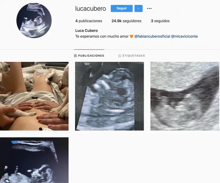 Luca, el bebé en camino de Mica Viciconte y Fabián Cubero, ya tiene cuenta de Instagram 