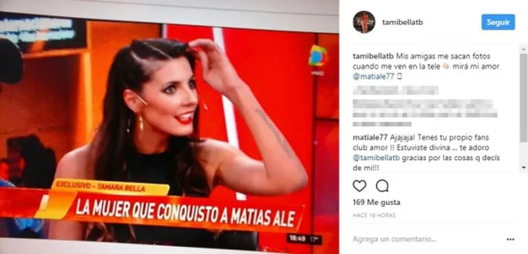 La declaración de amor de Matías Alé a Tamara Bella tras su aparición en televisión: "¡Gracias por las cosas que decís de mí, te adoro!" 