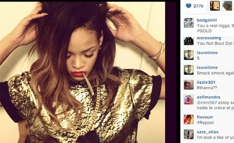 Rihanna y la foto que publicó fumando marihuana (Foto: Instagram). 