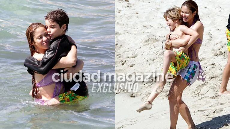 Shakira y sus hijos a puro disfrute en la playa (Fotos: Grosby Group). 