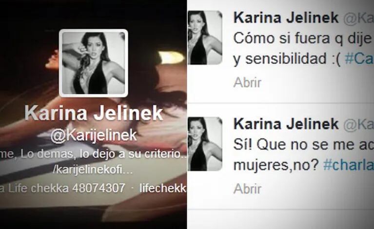 Karina Jelinek y otro ataque de verborragia en Twitter. 
