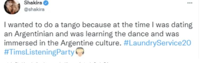 Shakira lanzó un tweet sobre su ex Antonio de la Rúa que generó polémica: "Estaba saliendo con un argentino"