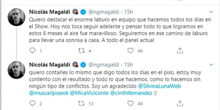 La respuesta de Nicolás Magaldi ante la catarata de tweets de Cinthia Fernández en su contra: "Nos quedan varios días por delante"