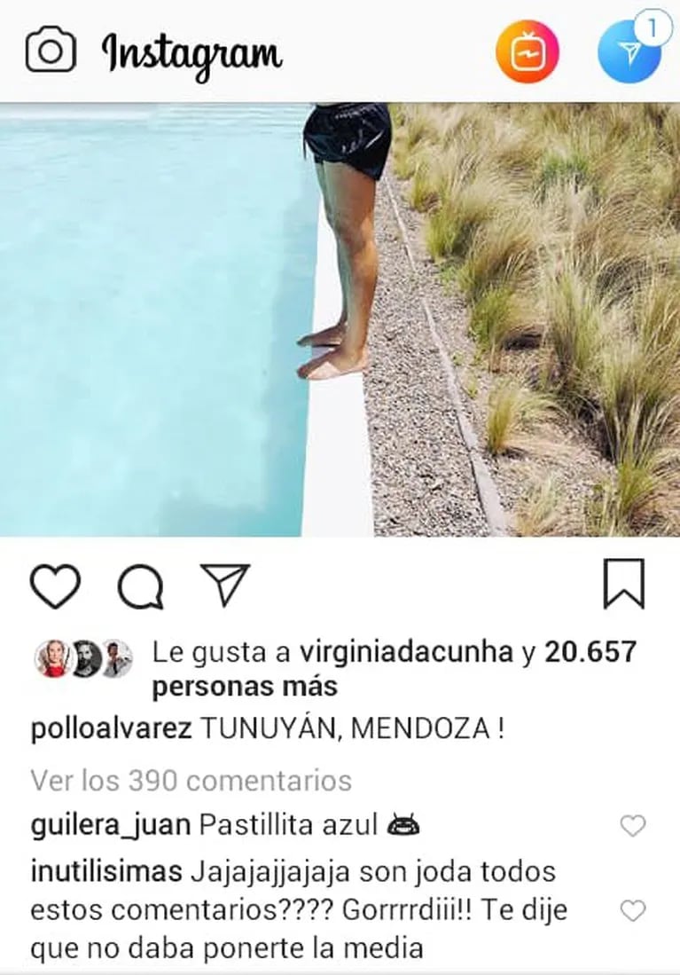 La foto "abultada" del Pollo Álvarez… ¡y la respuesta de su novia!: "Te dije que no daba ponerte una media"