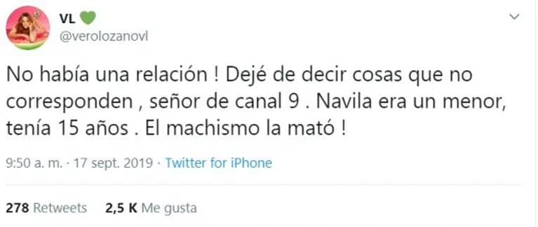 Vero Lozano, indignada con Daniel Navarro por su análisis sobre el femicidio de Navila: "El machismo la mató"
