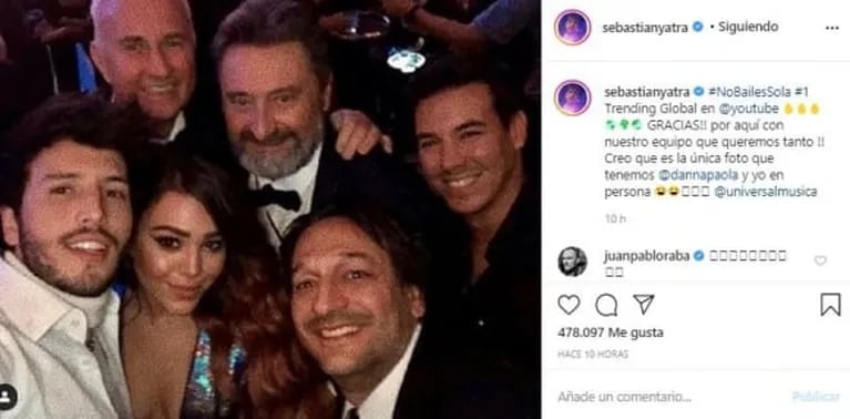 Sebastián Yatra publicó su primera foto junto a Danna Paola, tras los rumores de affaire: "No bailes sola es 1 en trending global"