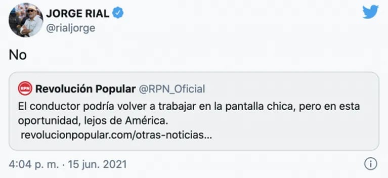 Jorge Rial reveló si se sumará a C5N tras su polémica salida de América: "No"