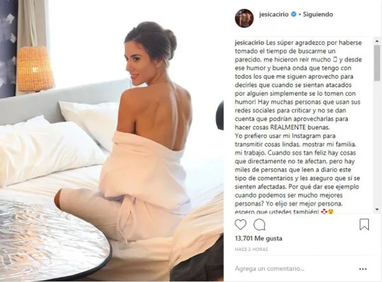 La respuesta de Jésica Cirio tras las burlas que recibió: "Cuando se sientan atacados, tómenselo con humor"