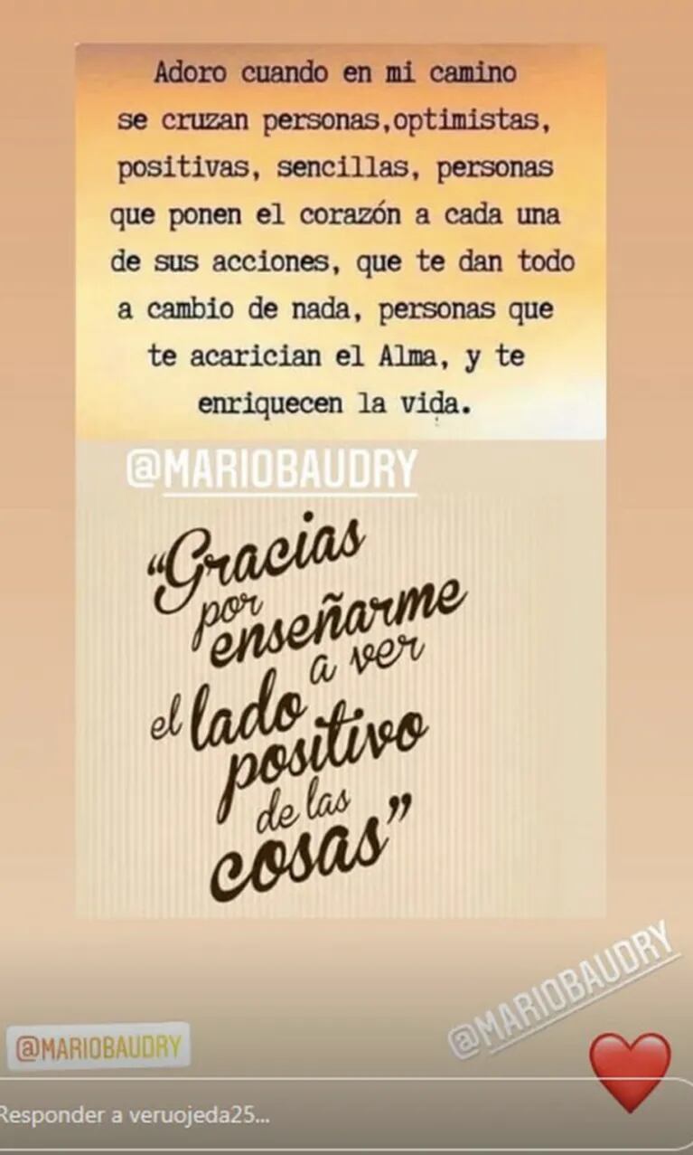 La romántica reflexión que Verónica Ojeda le dedicó a su novio, Mario Baudry: "Gracias por enseñarme a ver el lado positivo de las cosas”