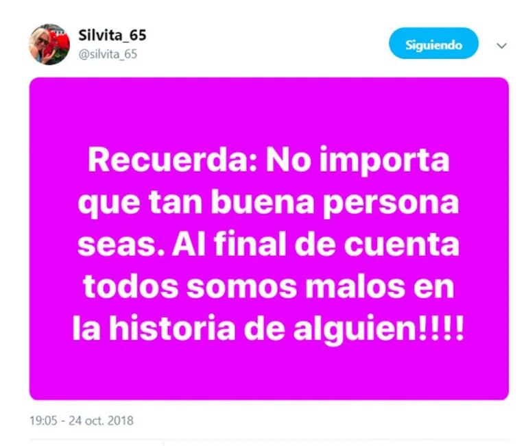 El misterioso tweet de Silvia D’Auro: "Al final de cuenta todos somos malos en la historia de alguien"
