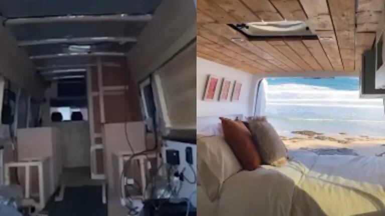 Una pareja transforma una simple furgoneta de reparto en su hogar por 10.000 libras