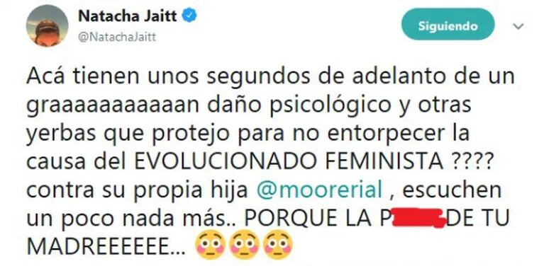Natacha Jaitt publicó un audio privado de Jorge Rial