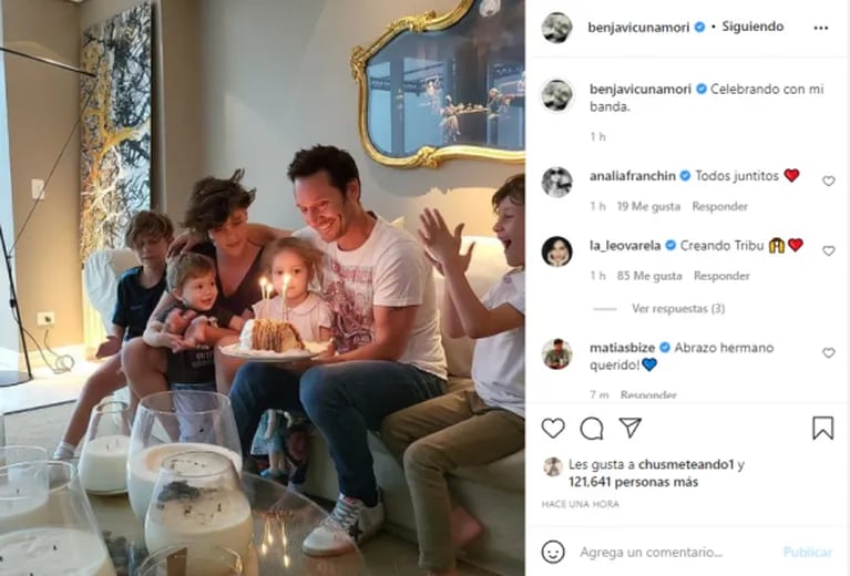 Benjamín Vicuña compartió una foto de cumpleaños rodeado de sus hijos: "Celebrando con mi banda"