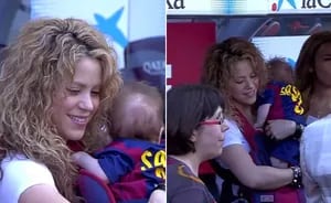 Shakira llevó a su hijo más pequeño a la cancha (Foto: Captura)