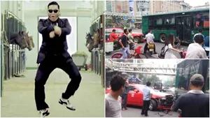 Así quedó el auto de Psy tras chocar contra un colectivo en China (Fotos: Web)
