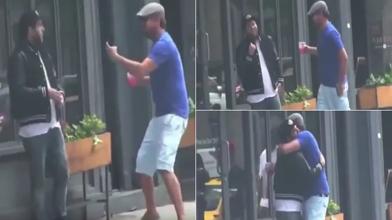 DiCaprio le hizo una divertida broma a Jonah Hill en una calle de Nueva York (Foto: captura de video Grosby Group)