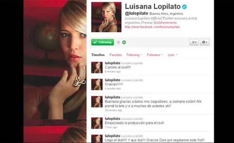 Luisana Lopilato twittea minuto a minuto su casamiento con Michael Bublé. (Foto: @lulopilato).