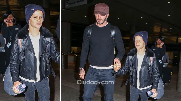 David Beckham, un padre top junto a su hijo fashionista Romeo. Foto: Grosby Group
