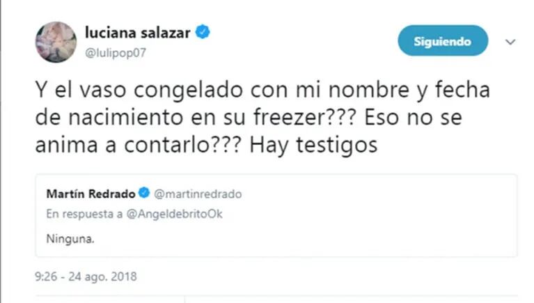 Luciana Salazar reveló la supuesta brujería de Martín Redrado: "Un vaso congelado con mi nombre en su freezer"
