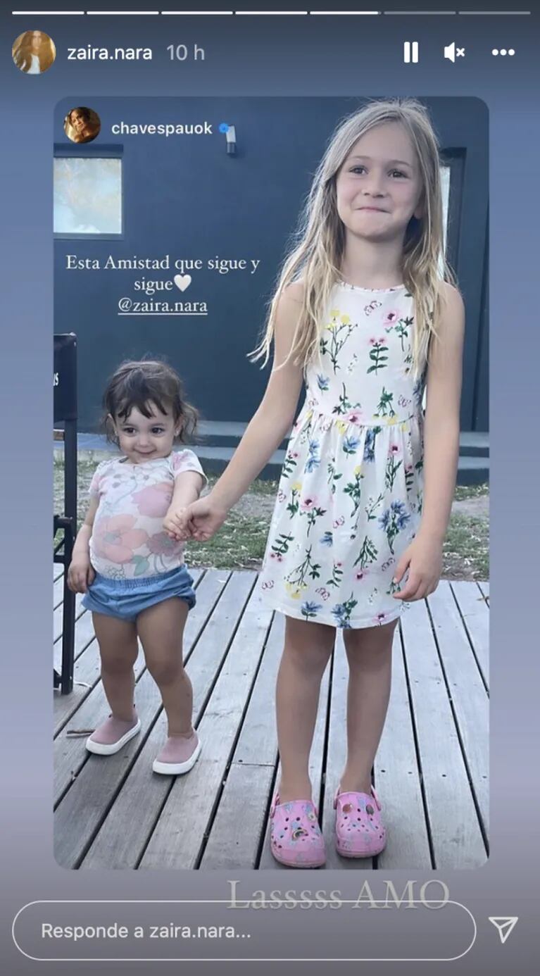 Paula Chaves y Zaira Nara postearon una dulce foto de sus hijas juntas: "Esta amistad sigue"