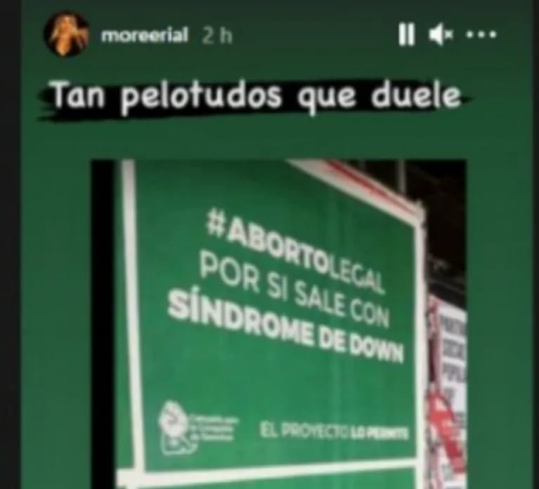 More Rial se expresó en contra de la legalización del aborto con un exabrupto y un cartel fake: "Tan pelotudos que duele"