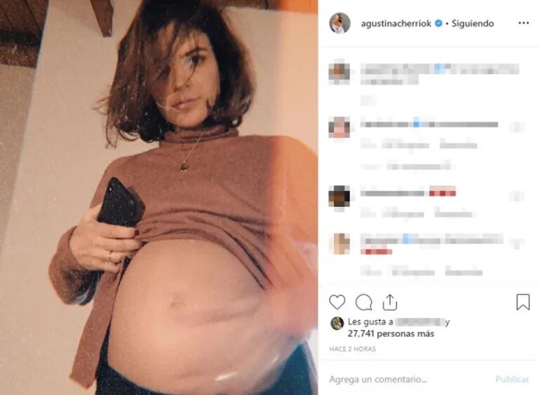 La tierna postal de Agustina Cherri luciendo su pancita de cinco meses de embarazo: "Por acá, seguimos creciendo"