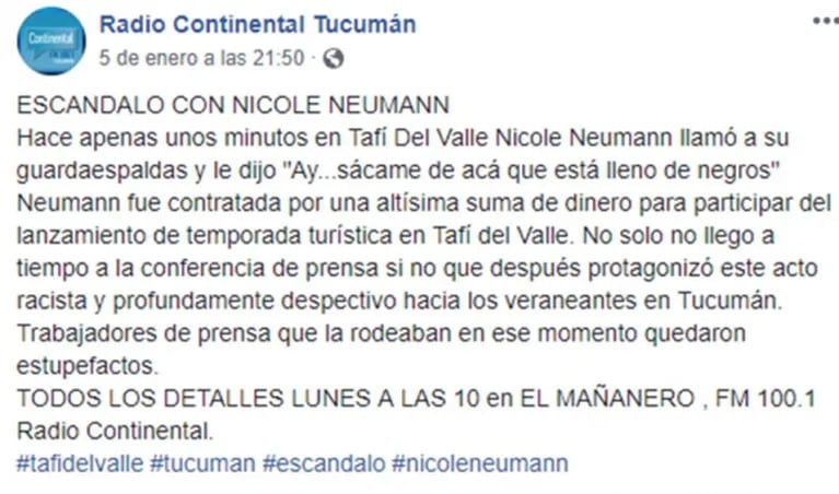 Acusaron a Nicole Neumann por discriminación en Tucumán: fuerte respuesta de la top