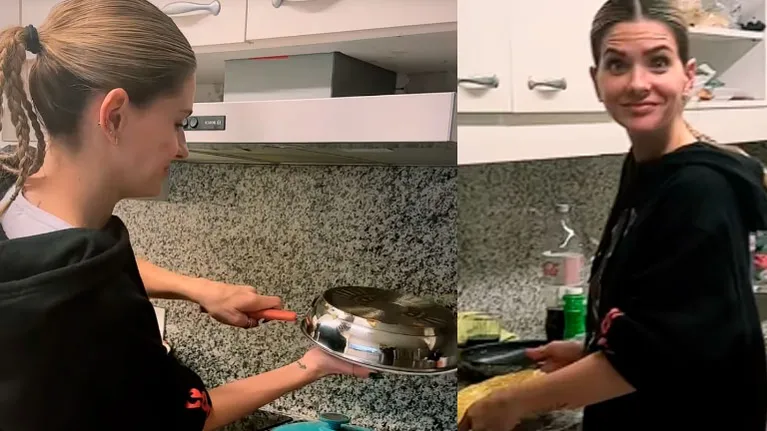 China Suárez hizo una mega tortilla de papas: el difícil emplatado y la reacción de su hija Magnolia