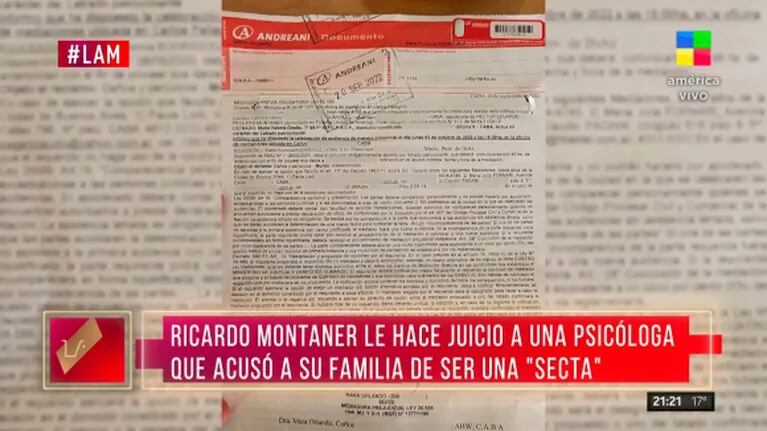 Ricardo Montaner envió una carta documento a una psicóloga que hizo acusaciones en su contra 