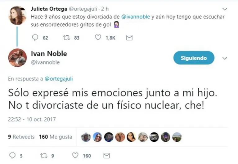La divertida queja de Julieta Ortega a su ex Iván Noble en el partido de Argentina: "Hace 9 años que estoy divorciada de él y aún hoy tengo que escuchar sus ensordecedores gritos de gol"