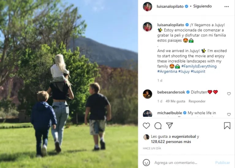 Luisana Lopilato viajó a Jujuy y compartió fotos con sus hijos: "Estoy emocionada de disfrutar con mi familia estos paisajes"