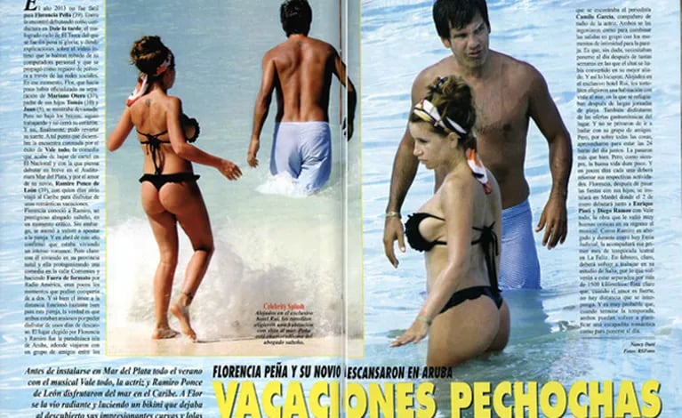 Florencia Peña y su novio, Ramiro Ponce de León, en Aruba. (Foto: revista Pronto)