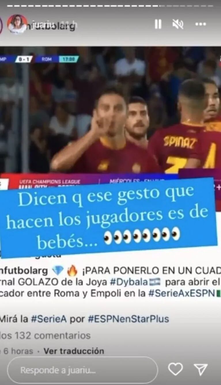 El gesto de Paulo Dybala en la cancha que despertó el rumor de embarazo de Oriana Sabatini  