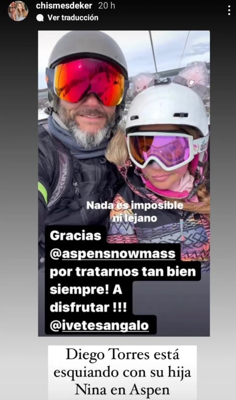 Diego Torres y Débora Bello viajaron juntos a Aspen con su hija tras su separación: sus vacaciones en la nieve