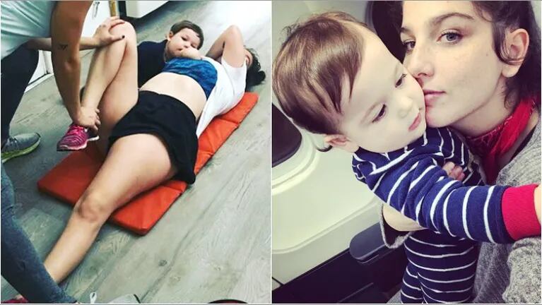 La foto de Juana Repetto amamantando a su hijo mientras entrena (Fotos: Instagram)