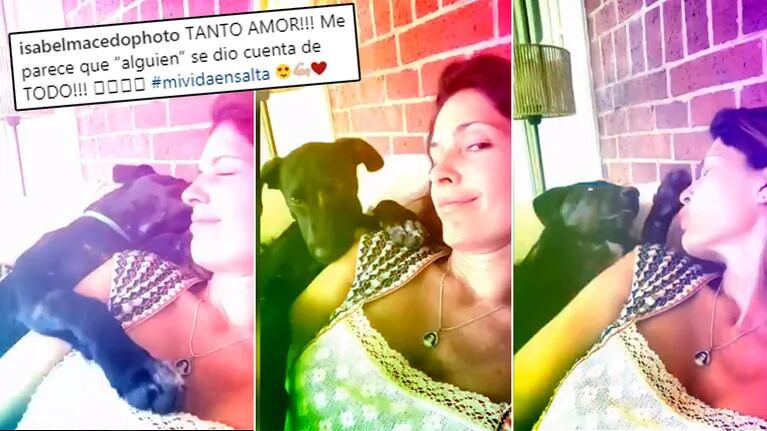 Isabel Macedo y la tierna reacción de su perra "Cacha" por su embarazo