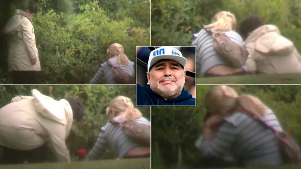 Flores y lágrimas: conmovedoras imágenes de Verónica Ojeda con Dieguito Fernando, llorando en la tumba de Diego Maradona